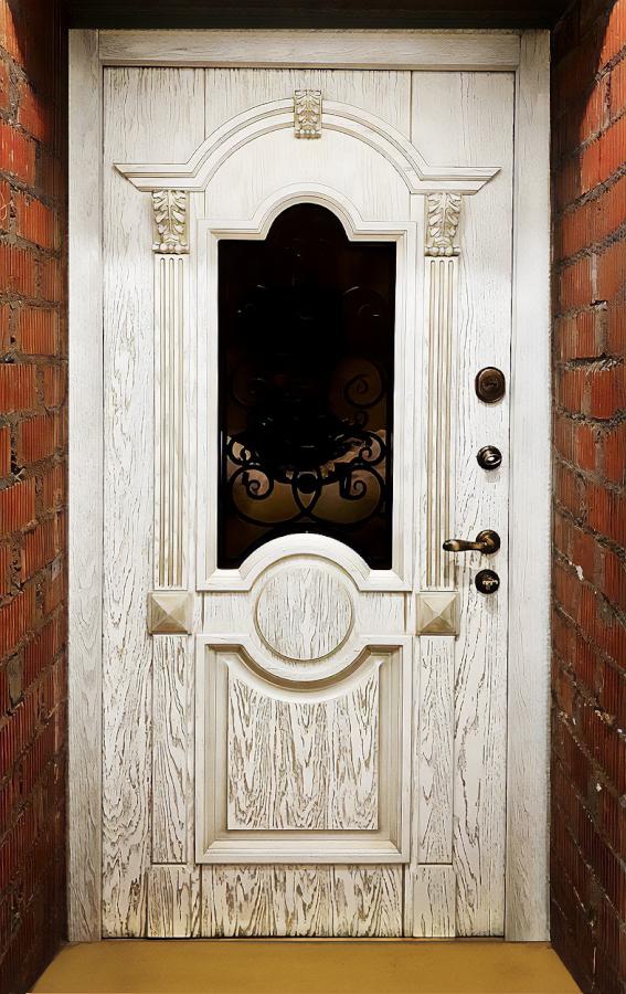 Термодверь с патиной и резьбой