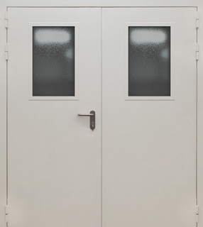 Стальная равностворчатая дверь со стеклопакетами и порошковым покрытием (предел огнестойкости EI-60) Стальная равностворчатая дверь со стеклопакетами и порошковым покрытием (предел огнестойкости EI-60)