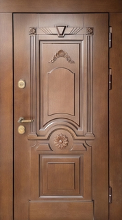 Металлическая дверь МДФ шпон и RAL с терморазрывом и резьбой Металлическая дверь МДФ шпон и RAL с терморазрывом и резьбой