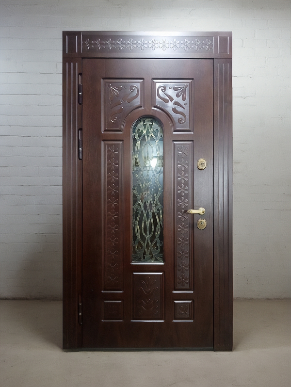 Входная термодверь со стеклопакетом и решеткой